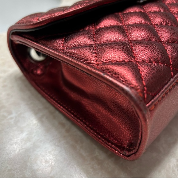 Rebecca Minkoff Red Leather Metallic Quilted Flap Bag Crossbody / Shoulder Bag - Picture 5 of 10